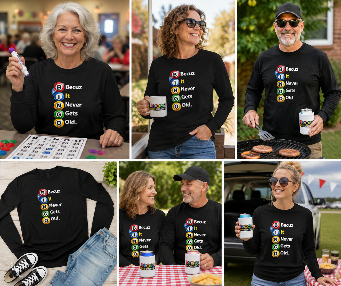 Bingo Long Sleeve Unisex Shirt | BINGO Becuz It Never Gets Old™ Tee