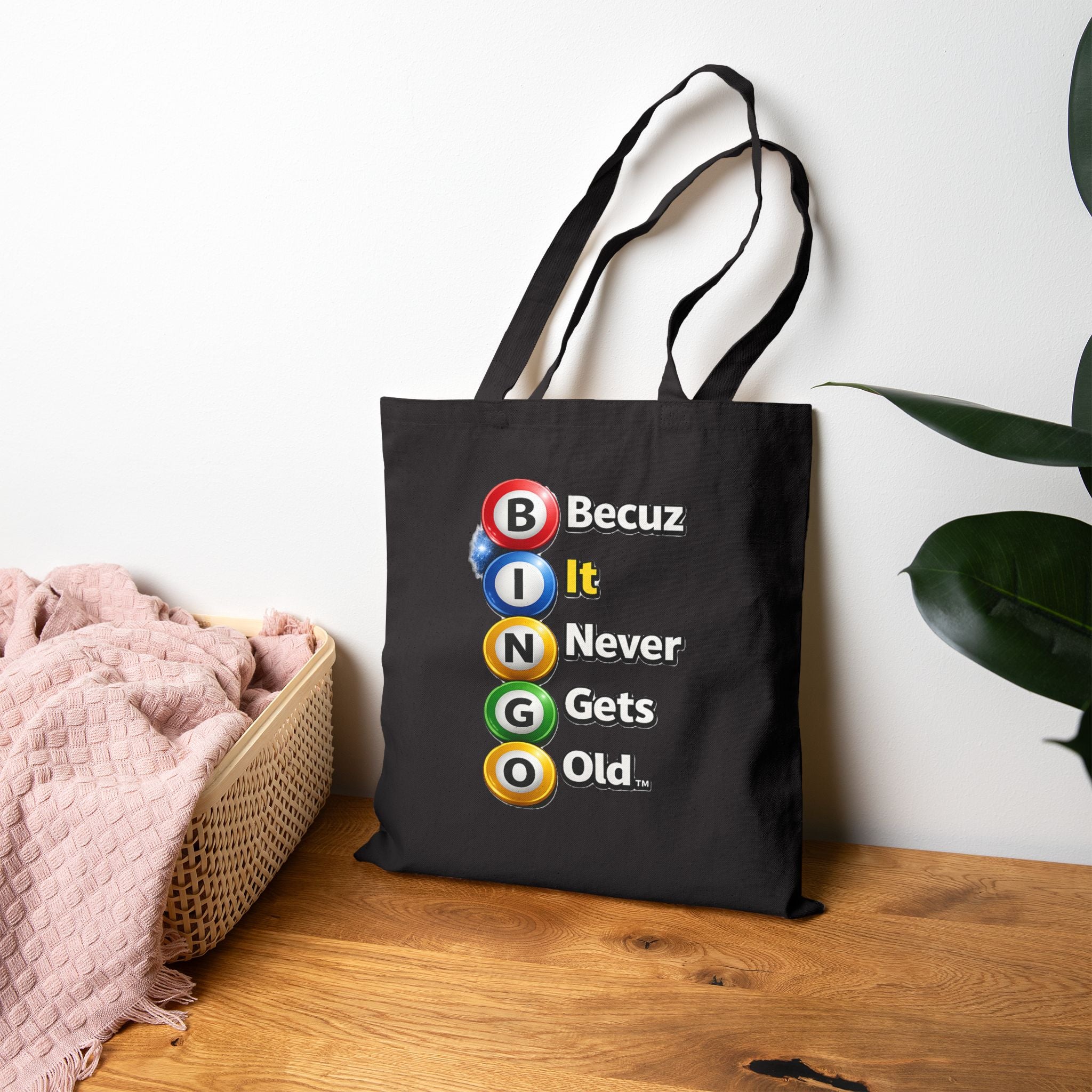 Bingo Tote Bag, Bingo Becuz It Never Gets Old Tote, Funny Bingo Gift, Bingo Lover Bag, Canvas Shopping Tote, Reusable Grocery Bag