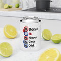 BINGO Becuz It Never Gets Old™ Patriotic Can Cooler | Red White & Blue Bingo Drink Sleeve | Funny Bingo Beverage Holder